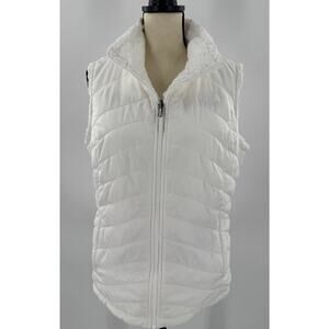 The North Face Womens White Reversible Puffer Vest Fur Fleece M